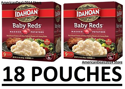 2 BOXES - Idahoan Baby Reds Mashed Potatoes 4 oz, 9 Pouches (Total 18 Pouches)