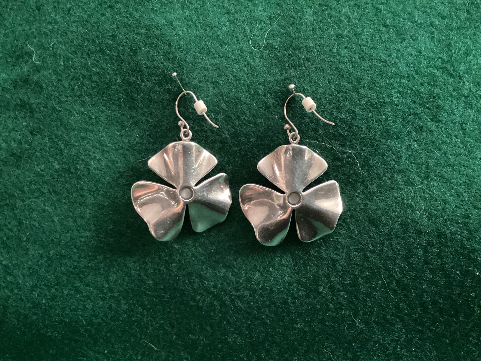 Sterling Silver 925 dangle earrings shape of 3-Le… - image 10