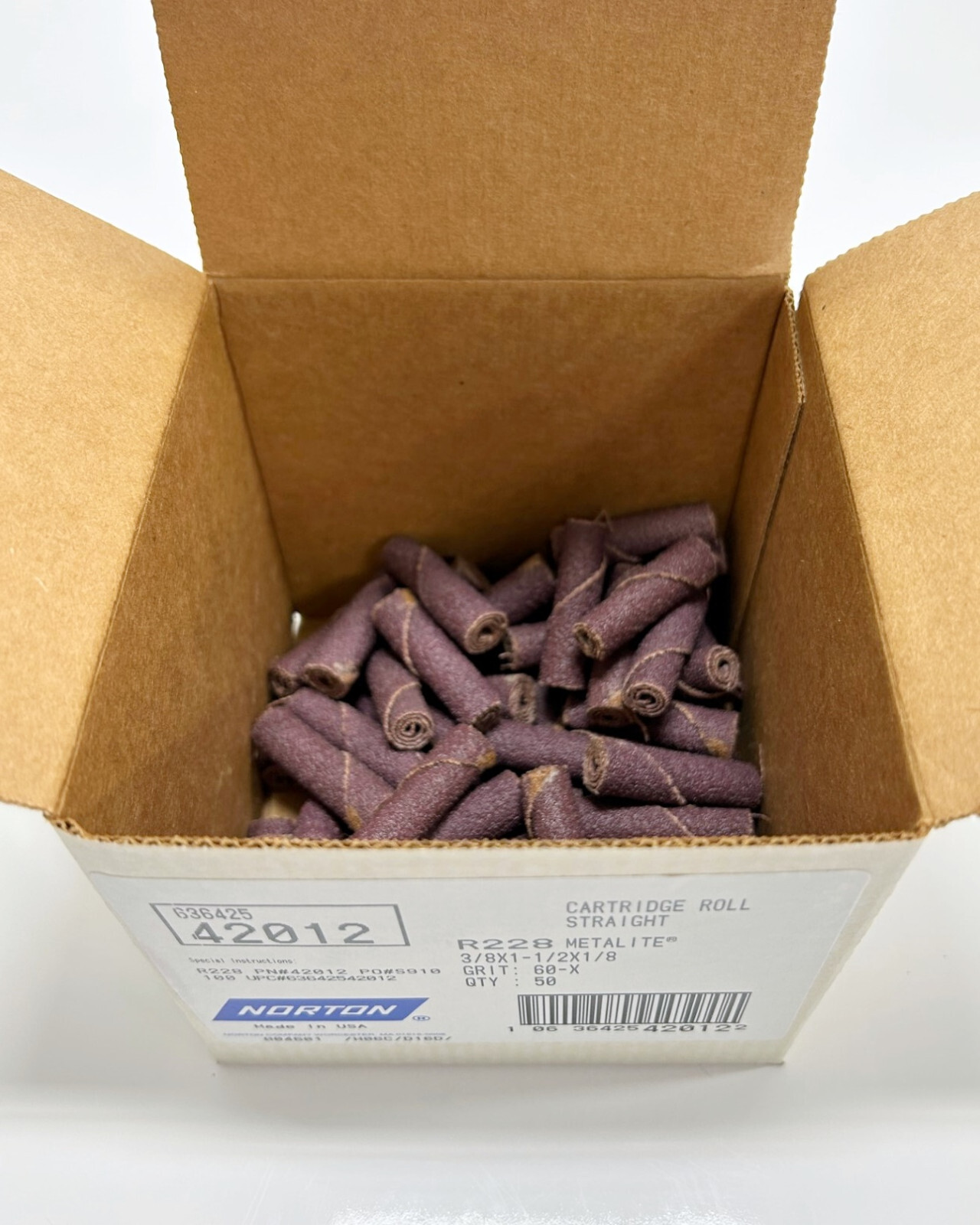 Norton 42012 Cartridge Roll Straight 60 Grit 3/8"x11/2"x1/8" (Box of
