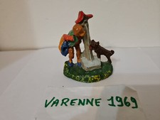 PRESEPE STATUINE PASTORE CON CON CANE ALLA FONTANA ITALY IN PASTA CM 9X7,5