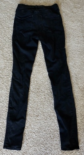 HOLLISTER GIRLS DISTRESSED HIGH RISE JEAN LEGGING BLACK SIZE IL W25 L30!!! - Picture 2 of 4