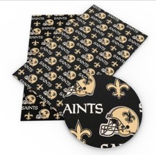 Saints New Orleans Football Team FAUX LEATHER ROLL 12" x 55" LITCHI TEXTURE