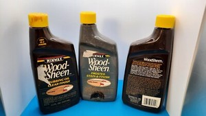 3 Wood Sheen bottles. Frosted stain and finish Rubbing oil and Natural. Read