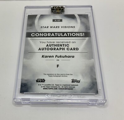 2023 Topps Star Wars Visions Signature Series KAREN FUKUHARA 2023 Topps Star Wars Visions Signature Series KAREN FUKUHARA