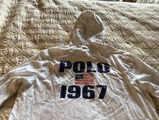  POLO RALPH LAUREN Men's Big Pony US Flag POLO 1967 Jersey Hooded T-Shirt Medium