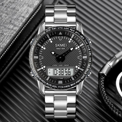 Luxury Mens Watches Digital Watch Stainless Steel Quartz SKMEI Brand Watch - Picture 8 of 18