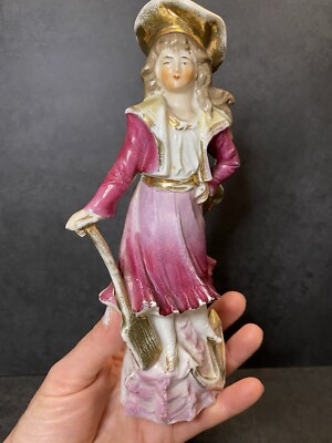 Antike Figur Mädchen Matrose 1588 Rotgold Kleid, Goldanker