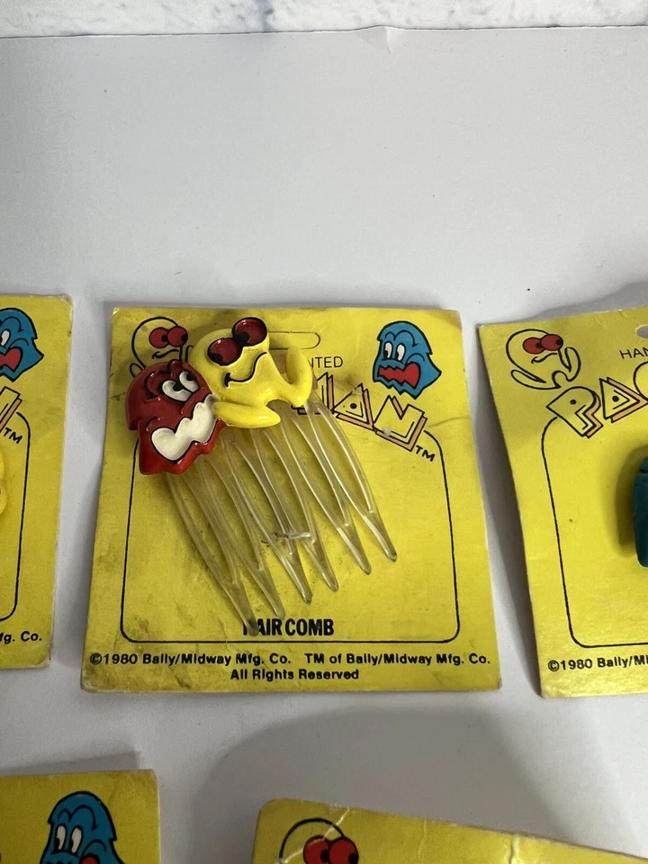 Винтаж 1980-е Pac-Man Ghost Волосы Заколка Пони Хвост Лот из 7 Редких Повреждений Читать - Изображение 4 из 4