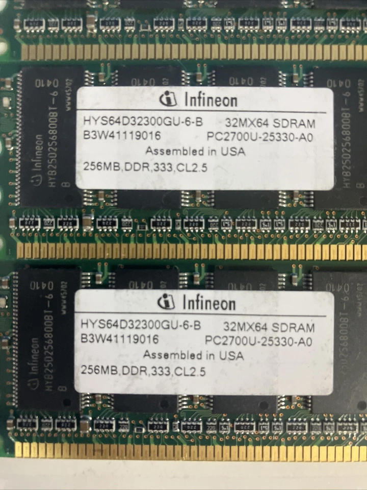 (4x 256MB) Infineon PC-2700U DDR-333 CL2.5 DIMM RAM HYS64D32300GU-6-B SDRAM ~ - Image 2 of 4