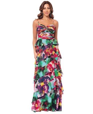 xscape dresses green Kelandra Satin Collared V-Neck Long Sleeve Floor Length Dress main image 0
