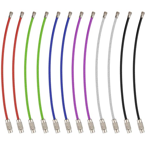 10pcs Stainlesss Steel Braided Wire Cable Keychain Key Rings Loop 10/15/20cm - Picture 5 of 14