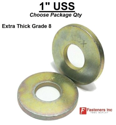 #ad 1quot; USS Extra Thick MCX Style Flat Washers Grade 8 Steel Zinc Yellow $132.29