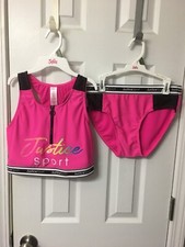 NWT GIRLS JUSTICE SPORT 2pc tankini BATHING SUIT SZ xl 16-18 pink