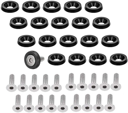 20pcs Billet Aluminum Fender Bumper Washer Bolt Engine Bay Dress Up Kit M6 Black - Bild 1 von 6