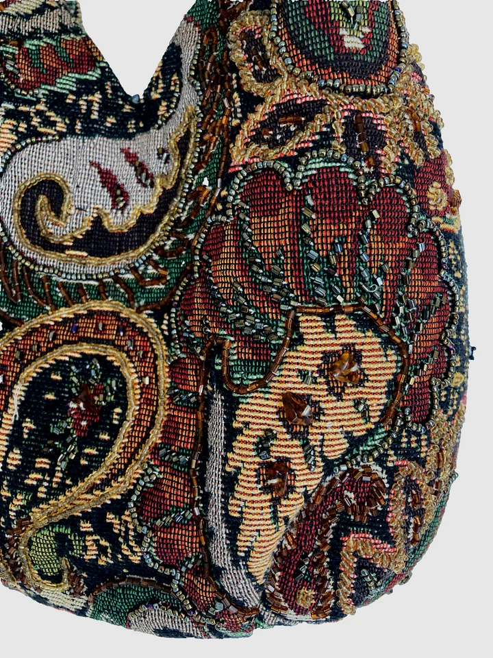 Bolso de noche floral con cuentas monedero vintage años 70 tapiz Foto 3 de 4