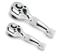Powerbuilt Stubby Ratchet Set, 2 Piece, 1/4 Inch and 3/4 Inch Ratchets, Reversib