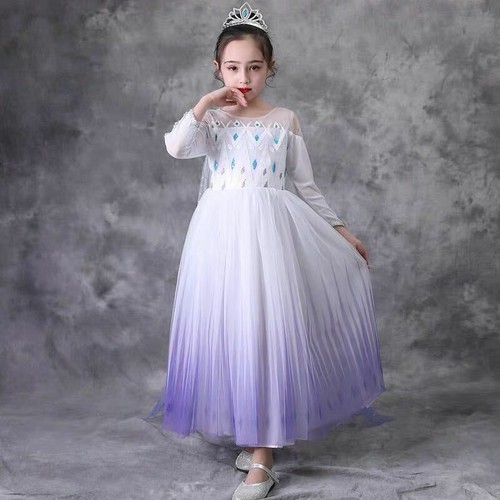 2019 New Release Girls Frozen 2 Elsa White Costume Dress with Cape size 2-10Yrs - Picture 14 of 36