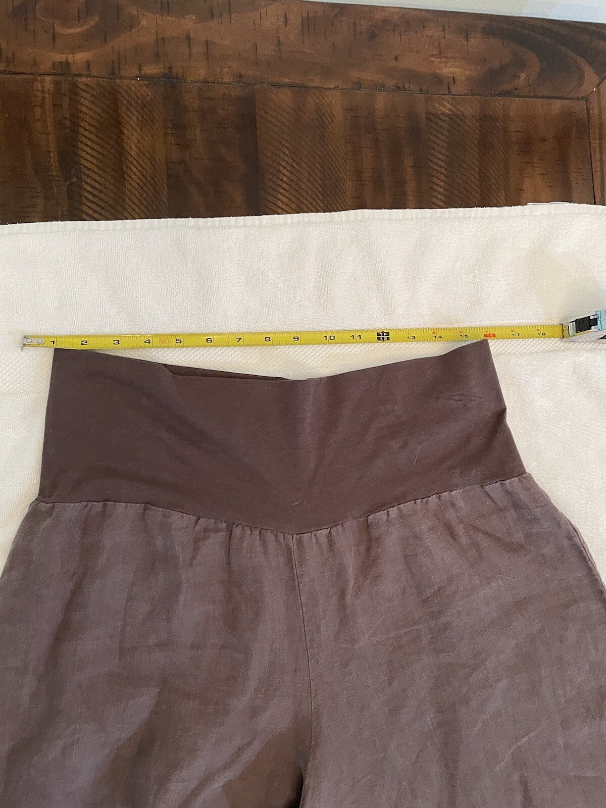 BRYN WALKER Ella Pants S Light Purple Heavy Linen Long Full Wide Leg Pull On image 2