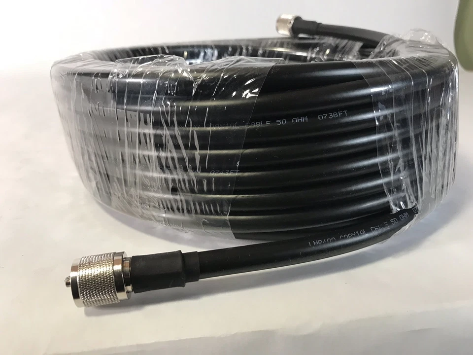 ¡¡HECHO EN EE. UU.!! CABLE COAXIAL COAXIAL DE PÉRDIDA ULTRA BAJA LMR-400 50 FT con MACHO PL-259 CB HAM Foto 2 de 3