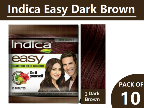 10 Pc Indica Easy 10 Minutes Dark Brown Herbal Hair Color Shampoo Base Herbs - Picture 1 of 5