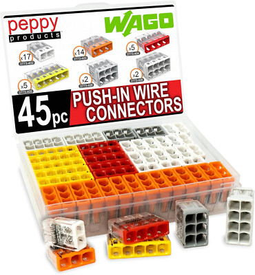 Wago 2773 Wall Nuts 45Pc Push-In Wire Connector Assortment Kit with Case | Splic