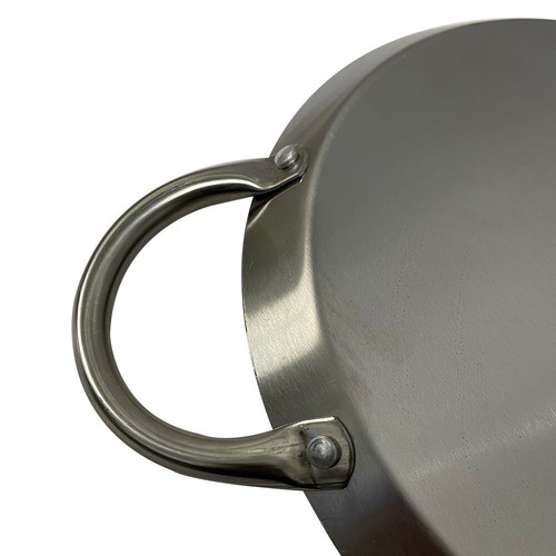 11" Stainless Steel Round Serving Platter Ottoman Tray with Side Handle - Picture 5 of 5