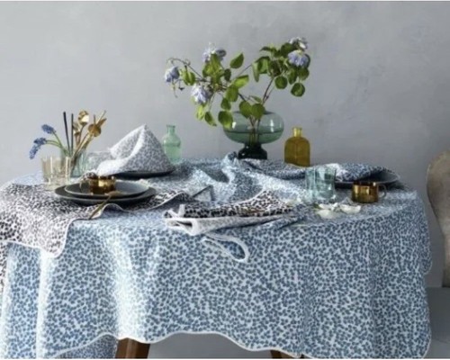 $320 Matouk Italy NWT 1pc Round Tablecloth 100% Linen Silver/White 70” Margot - Picture 4 of 4