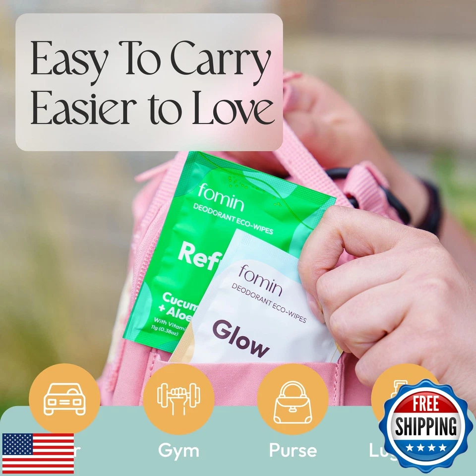 FOMIN Travel Deodorant Wipes - 15 Count - Glowing Coconut and Vanilla - pH Ba - Image 3 of 4