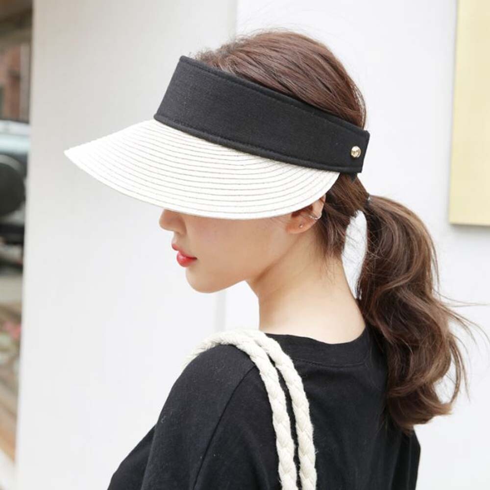 Fashion For Women Summer Straw Hat Visor Wide Brim Open Sun Cap