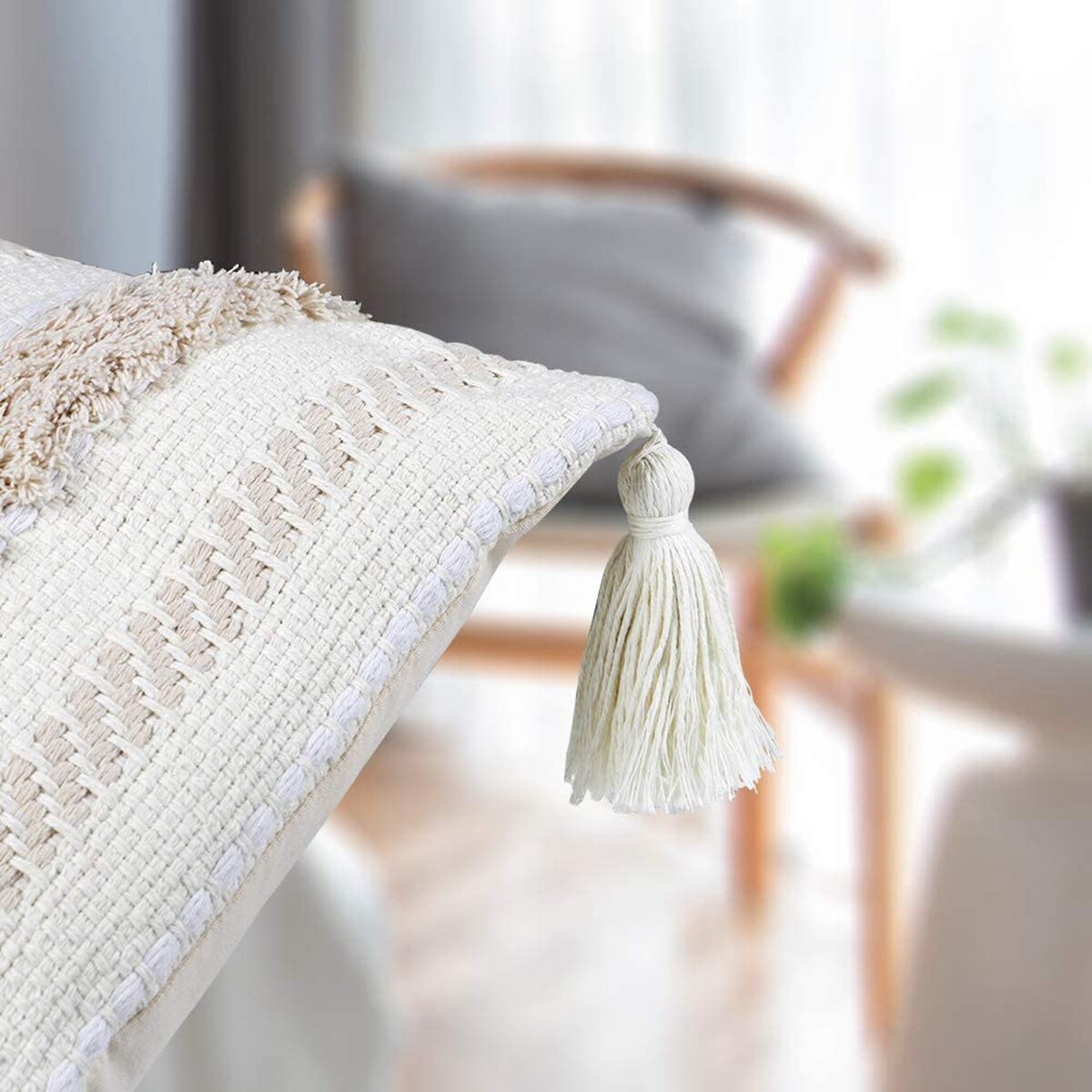 Boho Tufted Tassel Throw Pillow Cushion Cover Pillow Shell Pillowcase