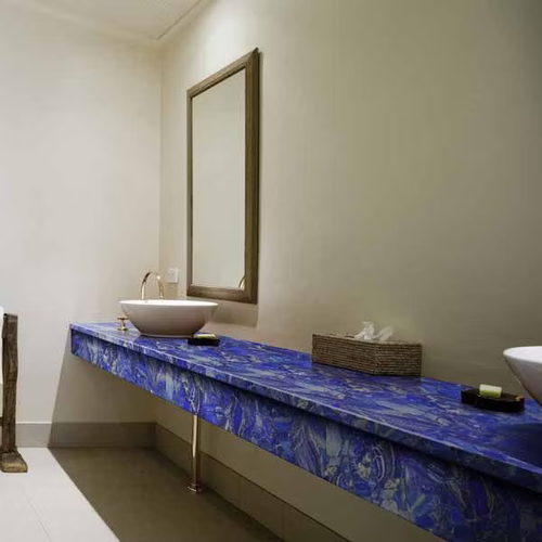 Lapiz Lazuli Bathroom Vanity Countertop, Inlay Stone Modern Countertop Decor - Picture 4 of 15
