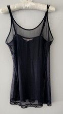 Vtg Victoria's Secret Black Sheer Nylon Nightgown Slip Dress Lingerie Babydoll M