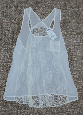 NWT eyelash couture SEXY ivory sleeveless camisole baby-doll tank top (S)