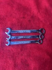 VINTAGE SET OF 3 MIDGET COMBINATION WRENCHES - USA (SEE SIZES BELOW) (t79)