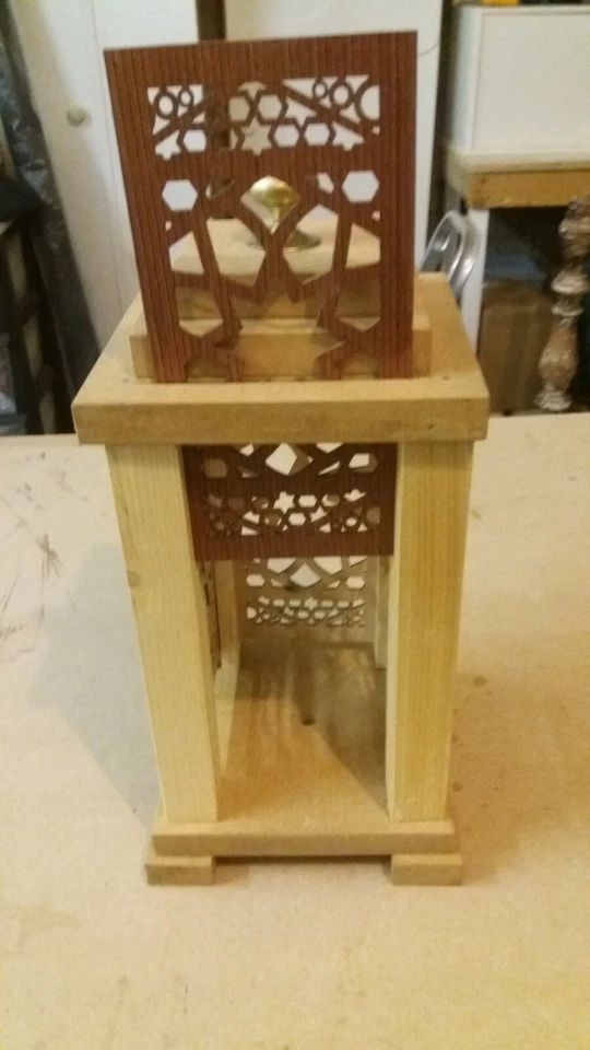 Wooden decorative candle Lantern - Oriental / Vintage style. Laser cut panels. - Image 3 of 4