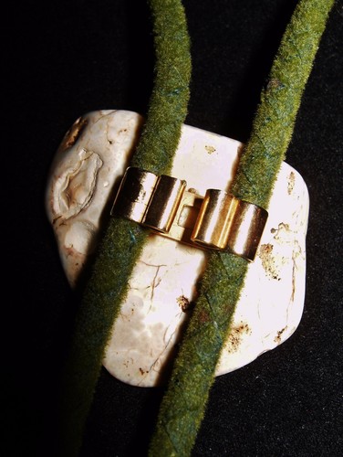 Collana vintage vera pietra agata lucida BOLO stringa cravatta 17" - Foto 6 di 6