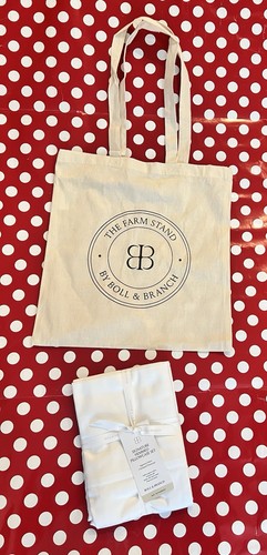 Neu Boll & Branch Signature Gesäumter Kissenbezug Set 2 Weiß Bio Standard & Tasche