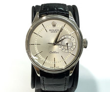ROLEX CELLINI Date 18K W/Gold 39mm Silver Guilloche Dial Unpolished 50519 VGC+ 2