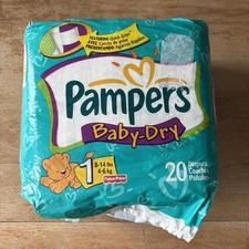 Pampers Baby Dry Vintage 2001 Size 1 Package 20 Diapers Little People Print