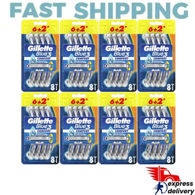 Gillette Blue3 Blue 3 Comfort ~ 8 Disposable Razors, ( 8 PACKS )