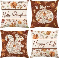Fall Decorations for Home, Fall Pillow Covers 18x18 Set of 4, Thanksgiving