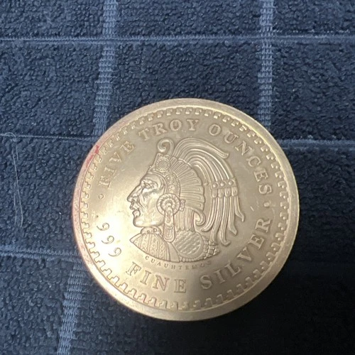 5 TROY OUNCES .999 Fine Silver Round Aztec Mayan Calendar Golden State Mint GSM