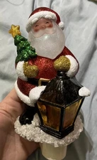 Santa Claus Plastic Glitter Nightlight Flickering Flame Bulb Christmas Holiday
