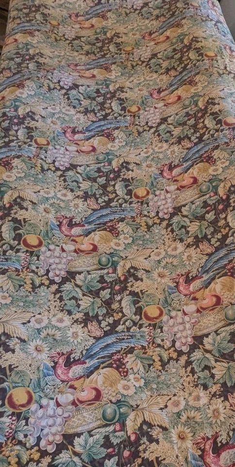 3 pc Vintage Baker Bird Fuit Toile Duvet Queen Sz + 2 Std Shams 92x86" HANDMADE - Image 3 of 4