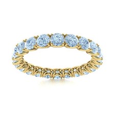 925 Sterling Silver Natural Aquamarine Eternity Handcrafted Ring Jewelry