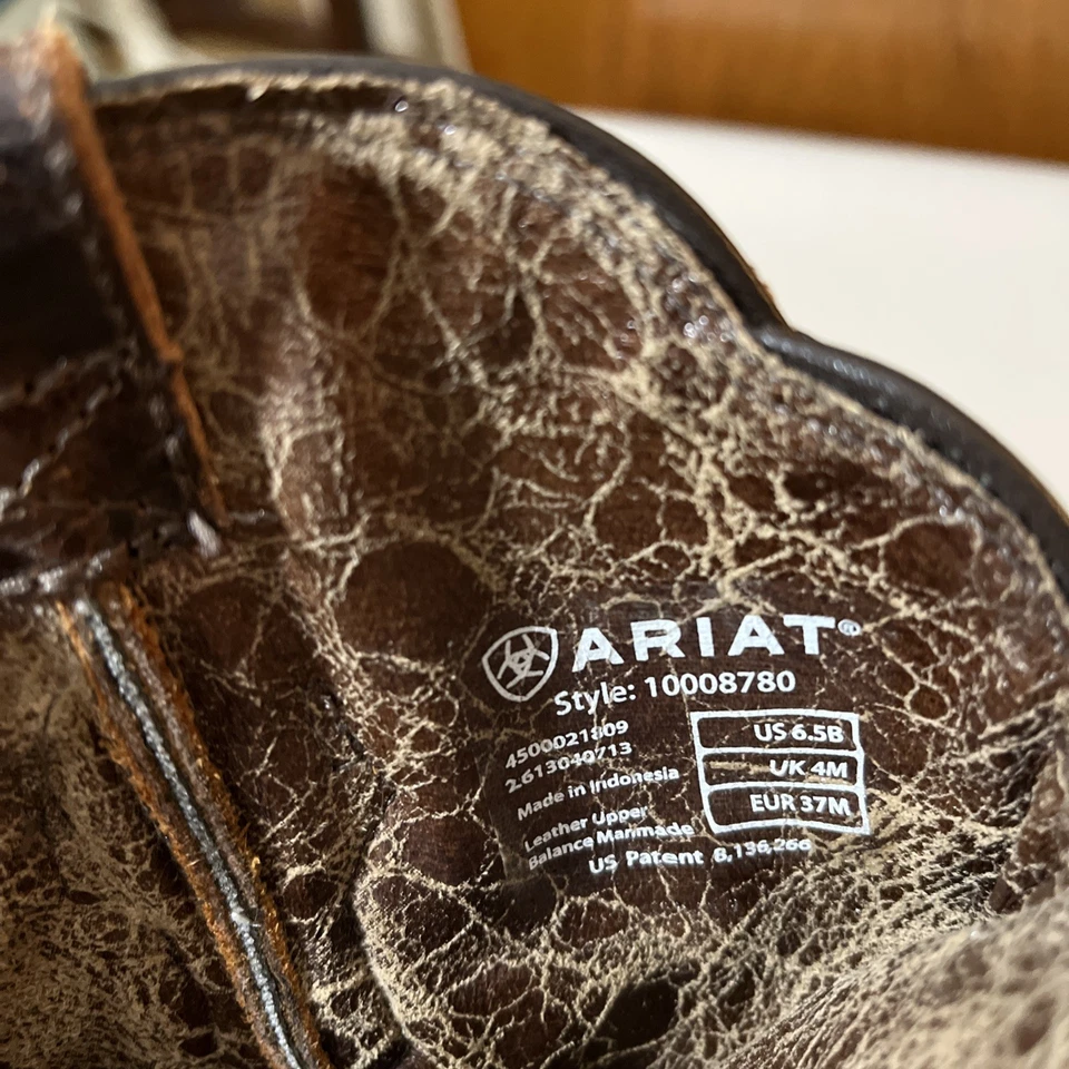 Ariat Mujer Western Botas Cuero Talla 6.5B, Cuero Marrón Con Tostado. 10008780 Foto 2 de 4