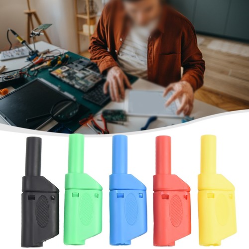 Wear Resistant Plastic Shells on 5pcs Stackable 4mm Male Banana Connectors - Picture 11 of 12