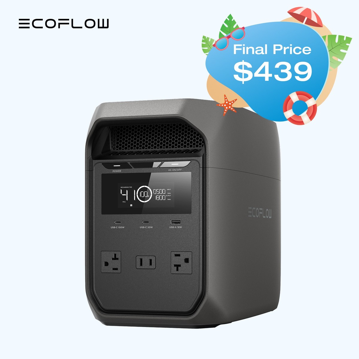 EcoFlow DELTA 3 Classic 1024Wh 1800W Portable Power Station