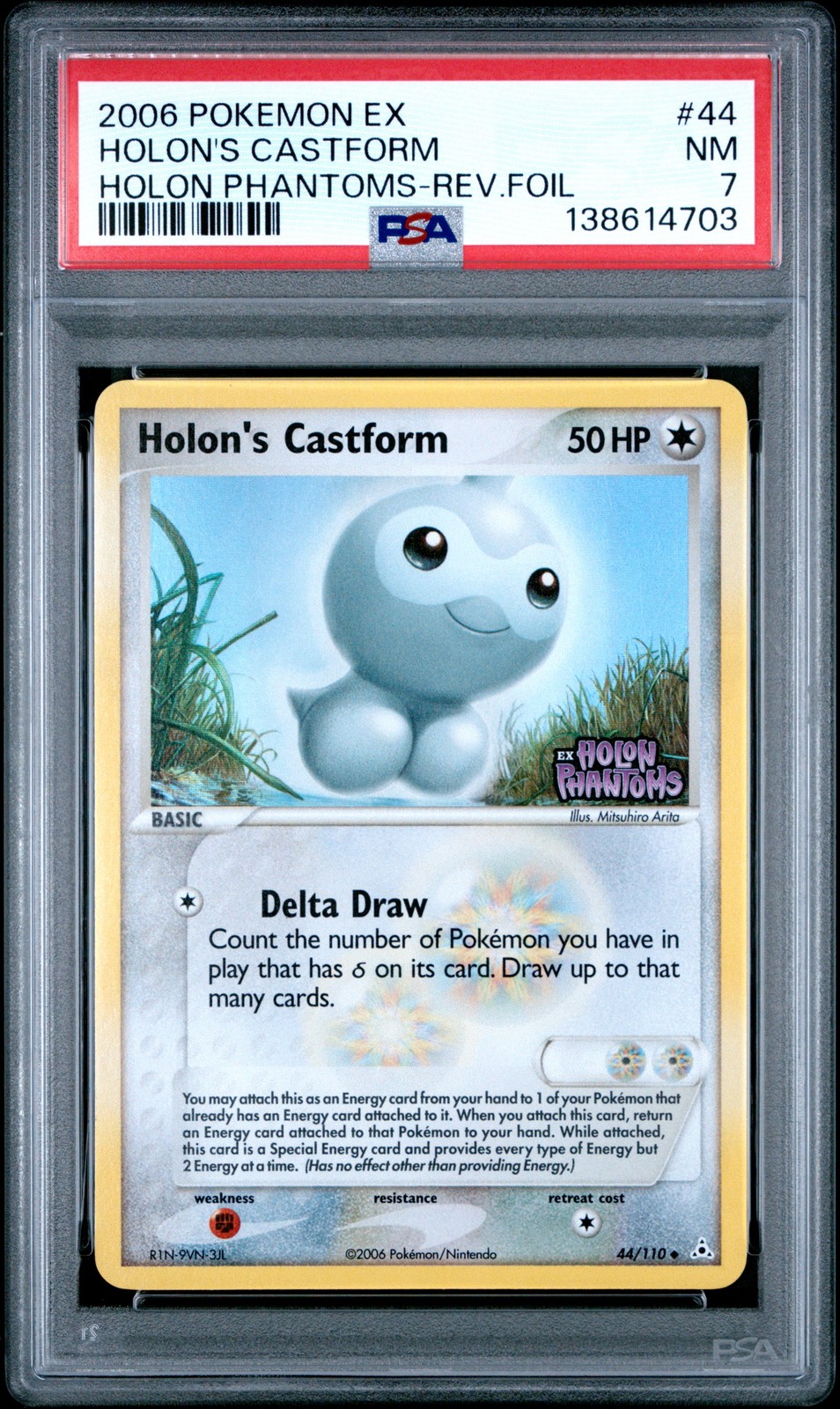 2006 POKEMON EX HOLON PHANTOMS #44 HOLON'S CASTFORM-REVERSE FOIL PSA 7