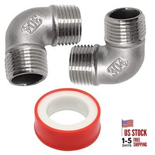 Pipe Fittings, 1/" NPT 90 Degree Elbow, 304 Stainless 1/2" Male x 1/2" Male 2